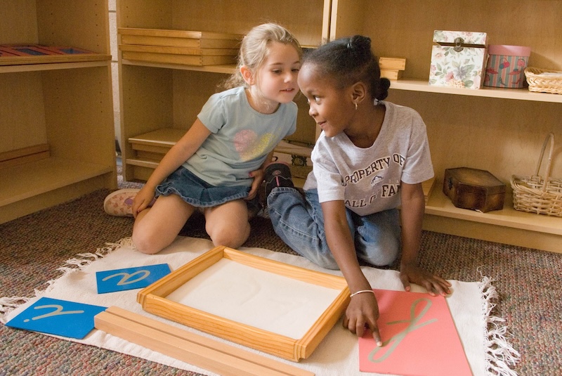 Transitional kindergarten students learning in a Montessori classroom at Oak Grove